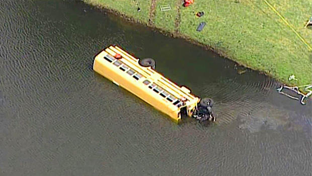 School bus in pond in Florida.         
                                     CBS News