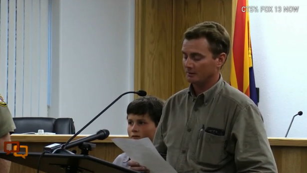 Joesph Jessop husband of Noami and Josehine Jessop addresses media. Jessop lost his wives and seven of his children to the flash flooding the hit Hildale Monday Hildale Utah Sept. 16 2015