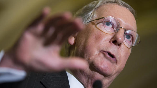 Senate Majority Leader Sen. Mitch Mc Connell of Ky. speaks on Capitol Hill in Washington