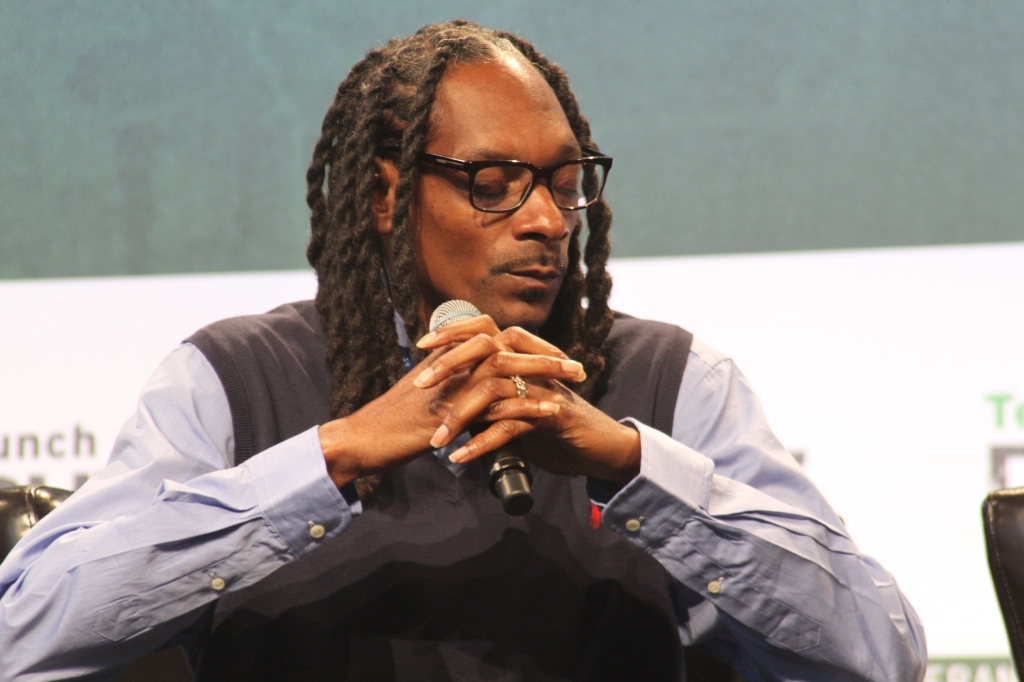 Rapper Snoop Dogg appears at the Tech Crunch Disrupt conference in San Francisco