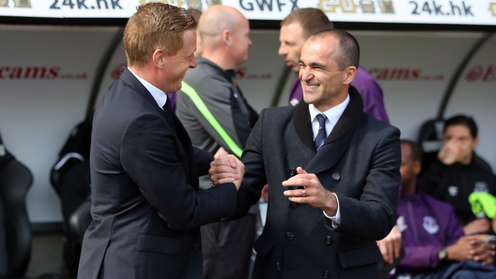 Garry Monk Swansea City FC & Roberto Martinez Everton FC