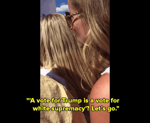 Watch a White Donald Trump Supporter Tear Down a Latino Protester's Sign