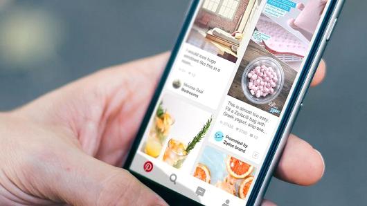 Pinterest screen on a mobile phone