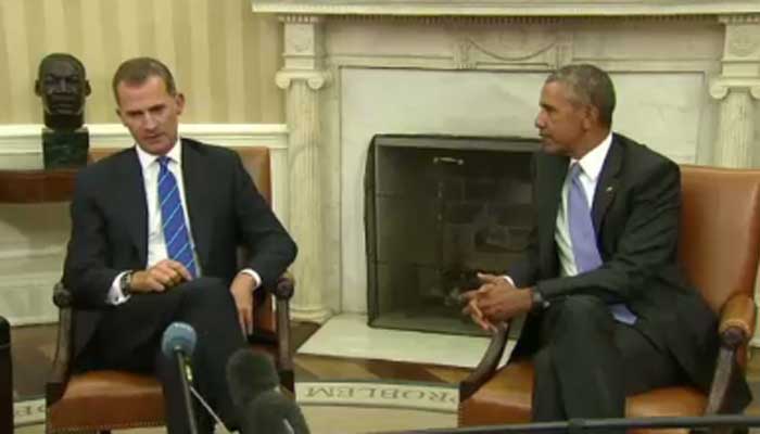 Spanish King Felipe the VI and Queen Letizia met President Barack Obama and the first lady at the White House on Tuesday