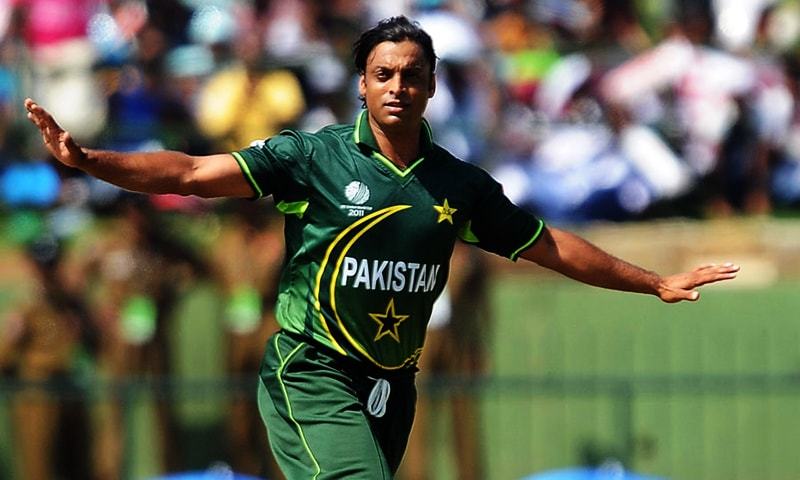 Shoaib Akhtar celebrates dismissing New Zealand batsman Brendon Mc Cullum during a 2011 World Cup group match between Pakistan and New Zealand in Pallekele