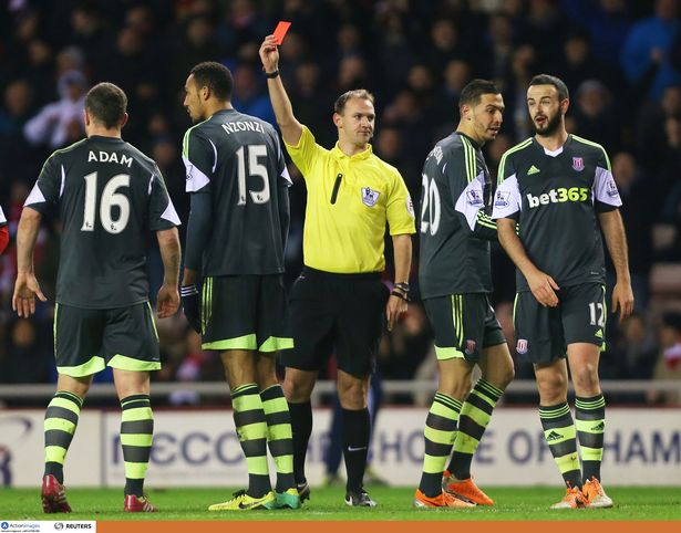 Stoke City's Stephen N'Zonzi is sent off by refree Robert Madley
Mandatory Credit Action Images  Lee Smith