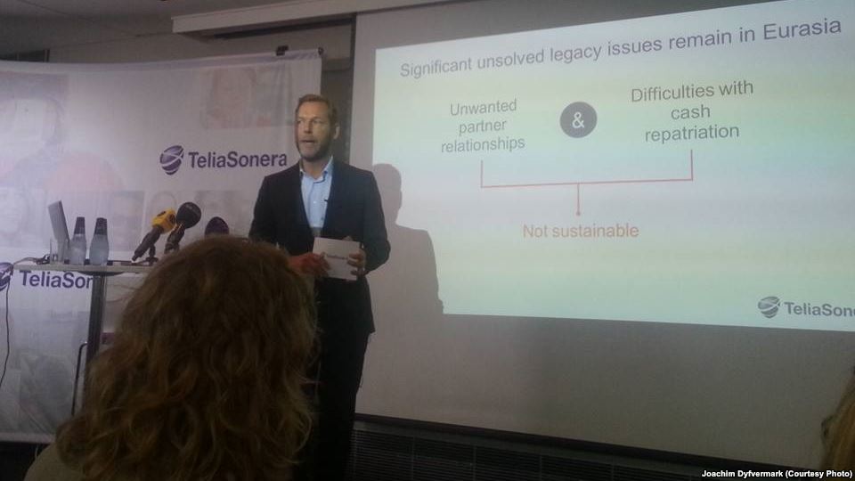 TeliaSonera CEO Johan Dennelind announced his company's withdrawal from Eurasia on September 17