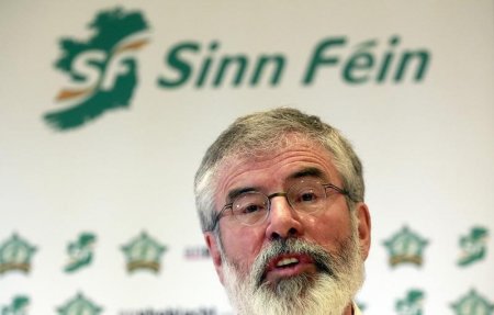 Sinn Fein President Gerry Adams speaks at a press conference held in the Roddy Mc Corley social club in West Belfast Northern Ireland