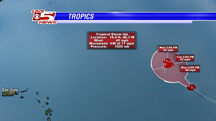 Tropical Storm Ida picks up speed in Atlantic