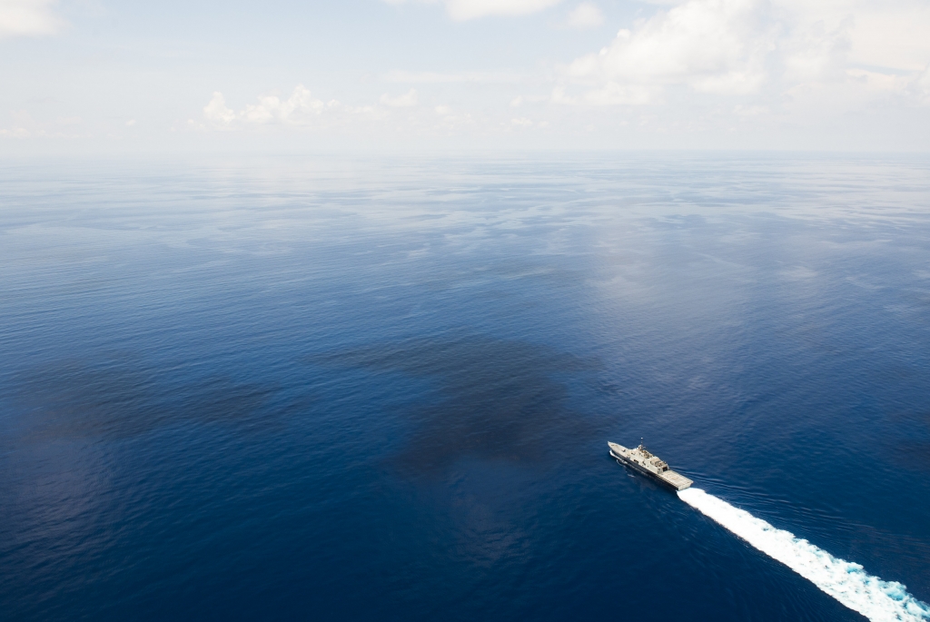 USS Fort Worth conducts patrols in international waters of the South China Sea near the Spratly Islands