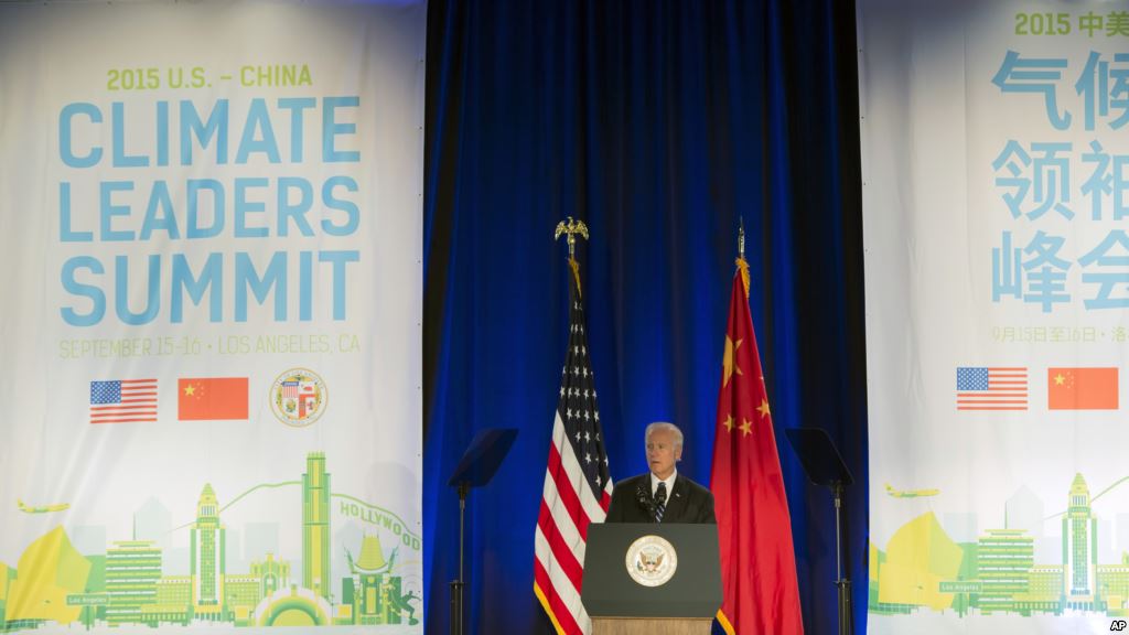 Vice President Joe Biden speaks at the U.S.-China Climate Leaders Summit in Los Angeles Wednesday Sept. 16 2015