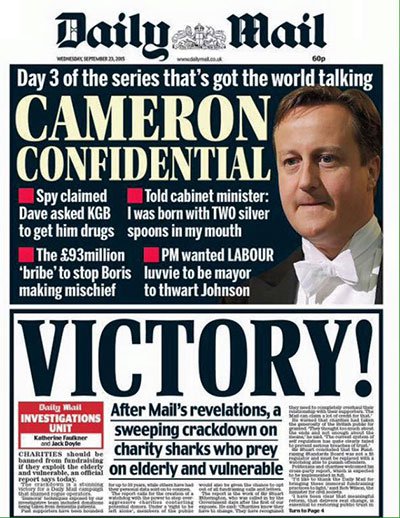 Daily Mail front page- Victory!- 23 September 2015