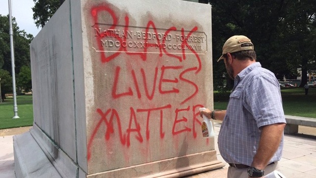 Nathan Bedford Forrest statue vandalized