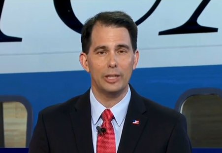 Wisconsin Governor Scott Walker speaking during the the CNN Republican presidential debate at the Ronald Reagan Presidential Library and Museum on Wednesday Sept. 16 2015