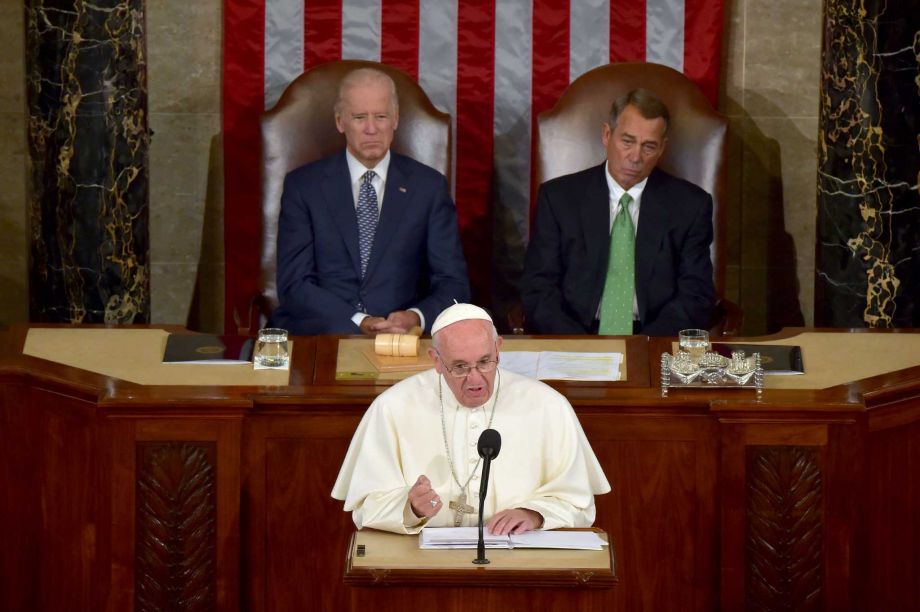 Pope is the first leader of the Roman Catholic Church to address a joint meeting of Congress including more than 500 lawmakers Supreme Court justices and top administration officials