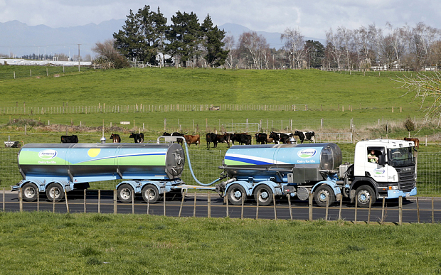 A Fonterra milk tanker arrives at Fonterra's Te Rapa plant near Hamilton New Zealand