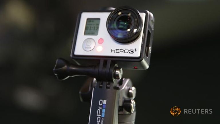 A Go Pro Hero 3+ camera is seen at the Nasdaq Market Site before before Go Pro Inc's IPO in New York City