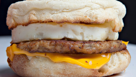 A McDonald's Sausage Mc Muffin with egg. Breakfast sandwiches like this possess a long and surprising history