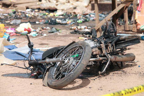 A bomber's bike left at a scene of bloodshed