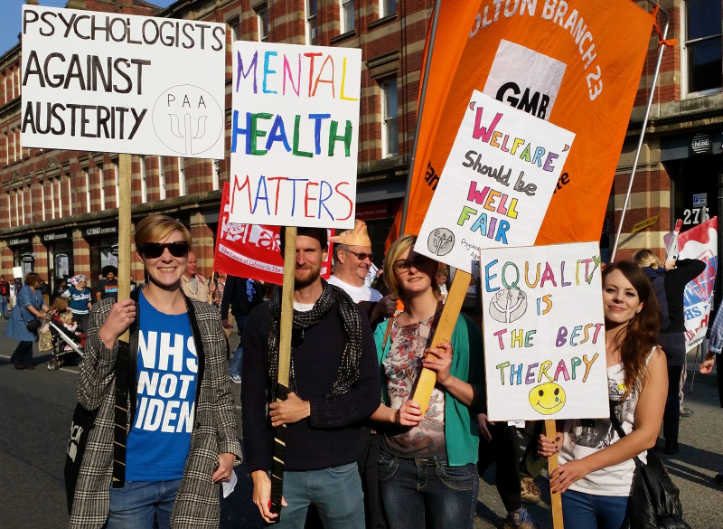 A delegation from the group Psychologists Against Austerity on the march