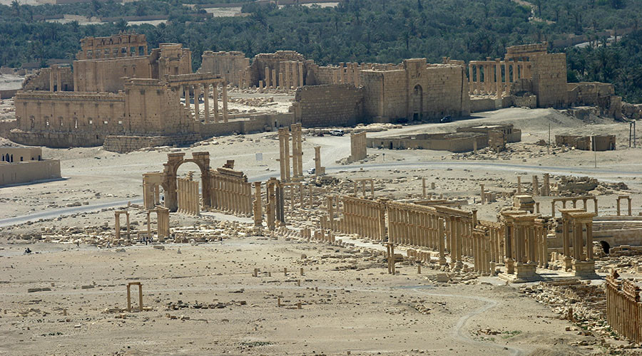 A general view shows the ancient Temple of Bel in the historical city of Palmyra Syria