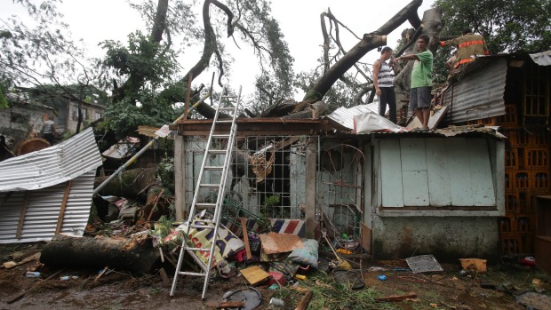 A house left destroyed in the wake of Typhoon Koppu in Quezon north of Manila