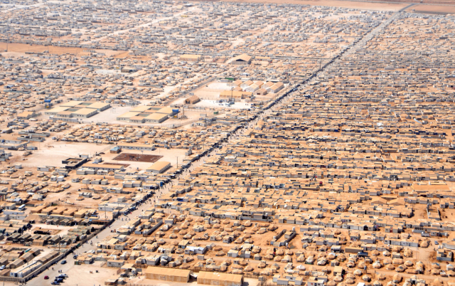 A syrian refugee camp in Jordan as seen from