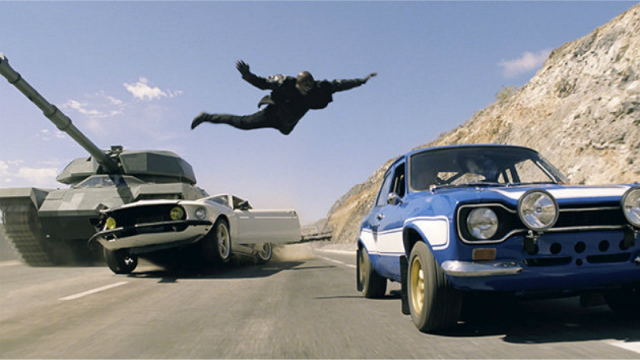 A very normal scene from a very normal car chase movie no big deal