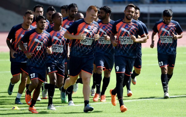 AFP  Money Sharma Delhi Dynamos FC players warm up during a training session at the Jawaharlal Nehru Stadium in New Delhi