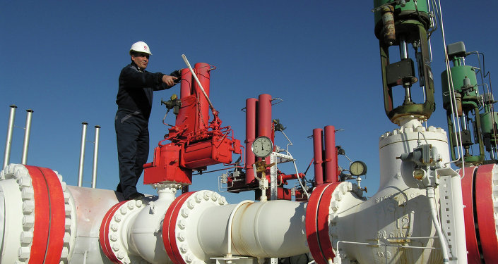 Gas pipeline worker checks the valves at the Yapracik installations of Turkey's state-run BOTAS gas company on the outskirts of Ankara