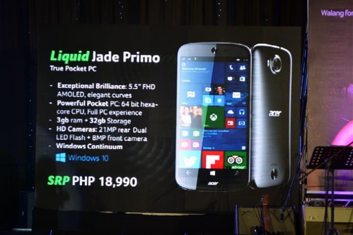 Acer outs the Jade Primo Windows 10 Mobile in the Philippines, $410 and