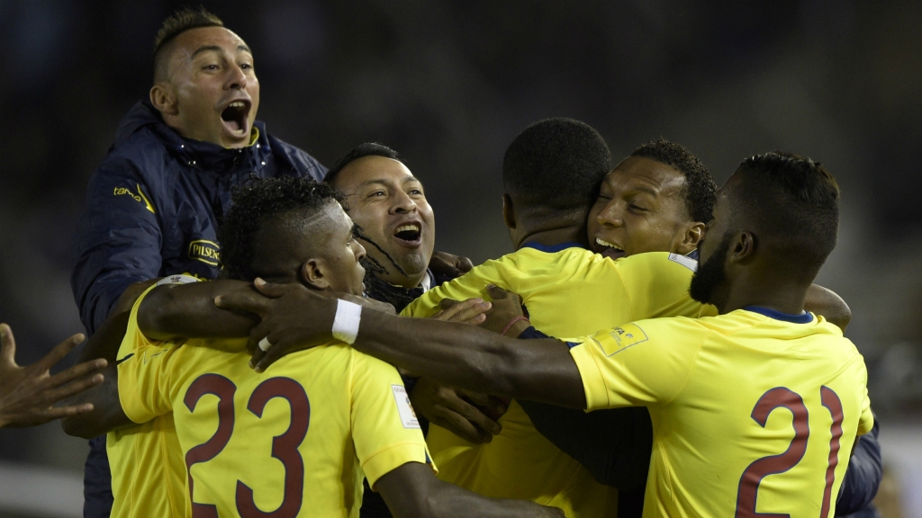 Ecuador celebrating win over Argentina