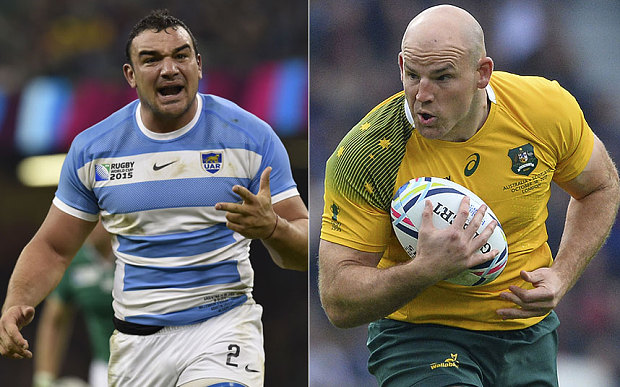 Hookers and captains Argentina's Agustin Creevy and Australia's Stephen Moore