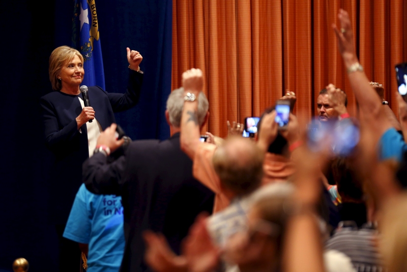 Hillary Clinton at the first official Democratic candidates debate in Las Vegas