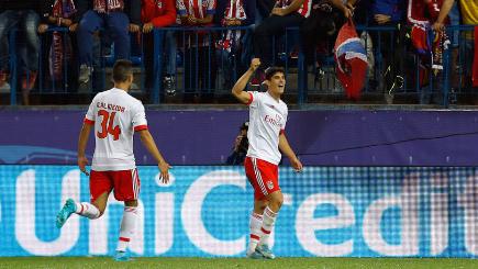 Goncalo Guedes right celebrates his match-winning goal