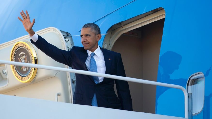 Friday Oct. 9 2015 President Obama waves as he boards Air Force One before his departure from Andrews Air Force Base Md. Obama is traveling to Roseburg Ore. to meet with families of the victims of the Oct. 1 shooting at Umpqua Community College