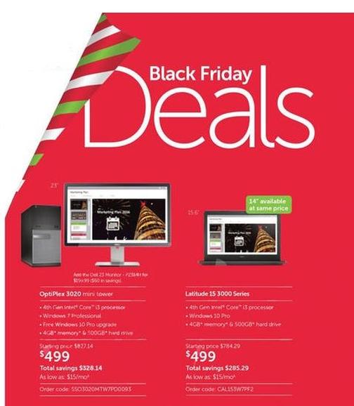 Dell Small Business Black Friday 2015 ad leaks with Windows 10 laptop, desktop