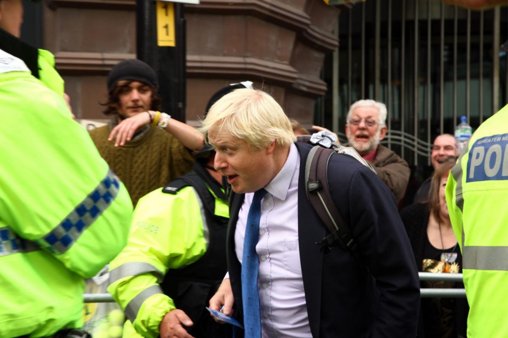 Boris Johnson pelted with balls by disabled protesters at Tory conference