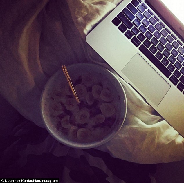 Breakfast in bed! Kourt shared this snap to show how she started her Wednesday morning