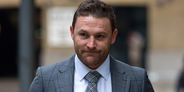 Brendon Mc Cullum arrives at Southwark Crown Court to give evidence against Chris Cairns