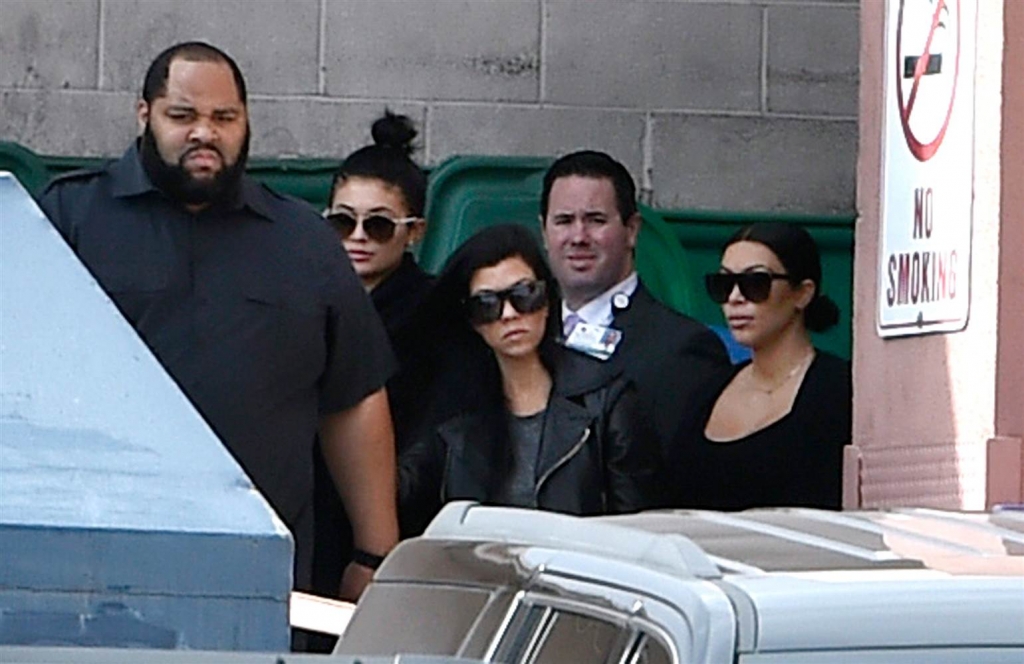 Image Television personalities Kylie Jenner Kourtney Kardashian and Kim Kardashian exit the Sunrise Hospital & Medical Center