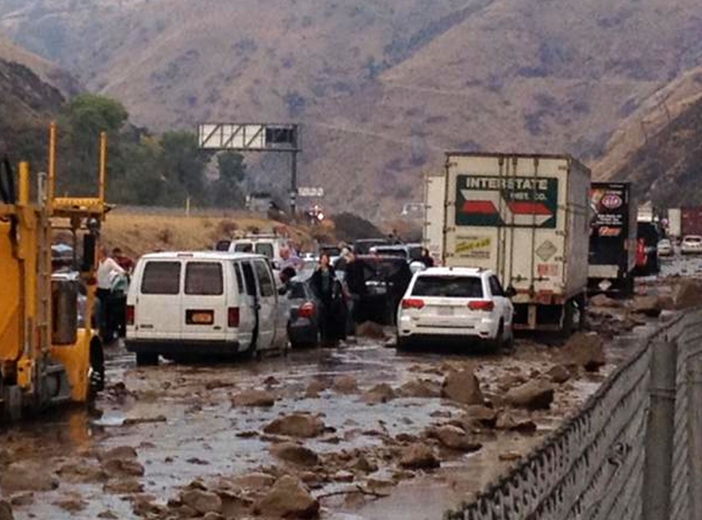 Interstate 5 north of Los Angeles after a deluge triggered mudflows