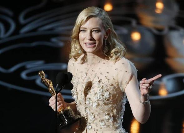 Cate Blanchett with her Oscar for 'Blue Jasmine&#039 at last year's Academy Awards in Hollywood