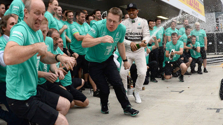 Champagne time for the race winner and the two-time constructors&#039 champions