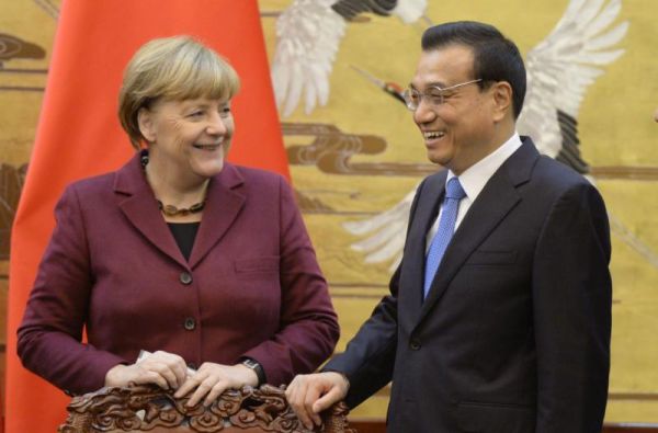 German Chancellor Angela Merkel left and Chinese Premier