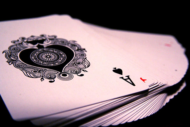 Deck of cards with Ace of Spades on top