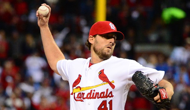 Oct 9 2015 St. Louis MO USA St. Louis Cardinals starting pitcher John Lackey delivers a pitch during the first inning in game one of the NLDS against the Chicago Cubs at Busch Stadium. Mandatory Credit Jeff Curry-USA TODAY Sports