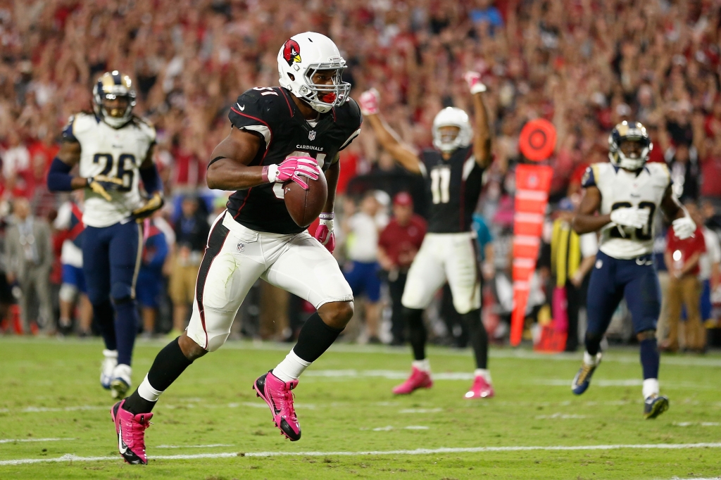 David Johnson continued his stellar rookie season in Week 4. Getty