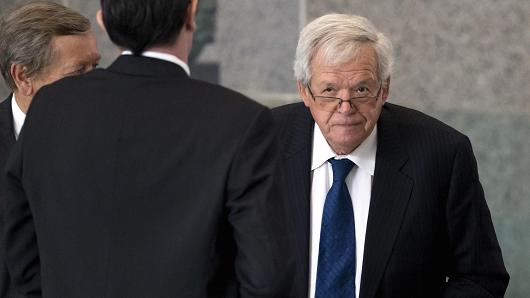 Former U.S. House of Representatives Speaker Dennis Hastert arrives for an appearance in federal court in Chicago