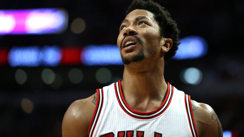 Derrick Rose on the floor during Game 6 of the Eastern Conference semifinals